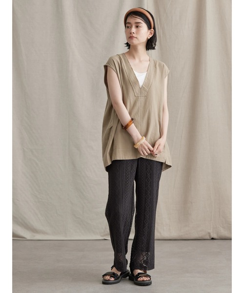 AMERICAN HOLIC（アメリカンホリック）の「リネンブレンドVネックコクーンベスト（ベスト・レディース・ベージュ/キャメル・FREE）」の18枚目の写真