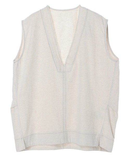 AMERICAN HOLIC（アメリカンホリック）の「リネンブレンドVネックコクーンベスト（ベスト・レディース・ベージュ/キャメル・FREE）」の10枚目の写真
