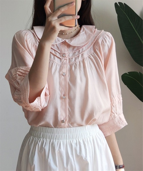 MAISON DE THERESE(メゾン ド テレーズ)の「ルーズシルエット半袖シャツブラウス(シャツ/ブラウス・レディース・ピンク/ブルー・M)」の20枚目の写真