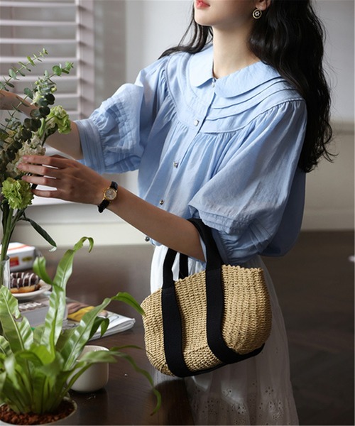 MAISON DE THERESE(メゾン ド テレーズ)の「ルーズシルエット半袖シャツブラウス(シャツ/ブラウス・レディース・ピンク/ブルー・M)」の21枚目の写真