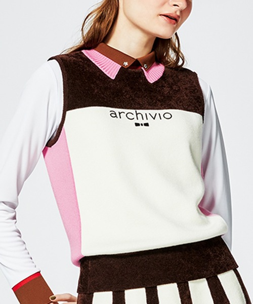 archivio（アルチビオ）の「<LADIES>アルチビオゴルフウェア ベストレディース（ベスト・レディース・ピンク/イエロー/オレンジ/ブラウン・S/M）」の3枚目の写真