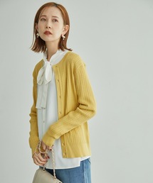 ミニケーブルニット金釦カーディガン