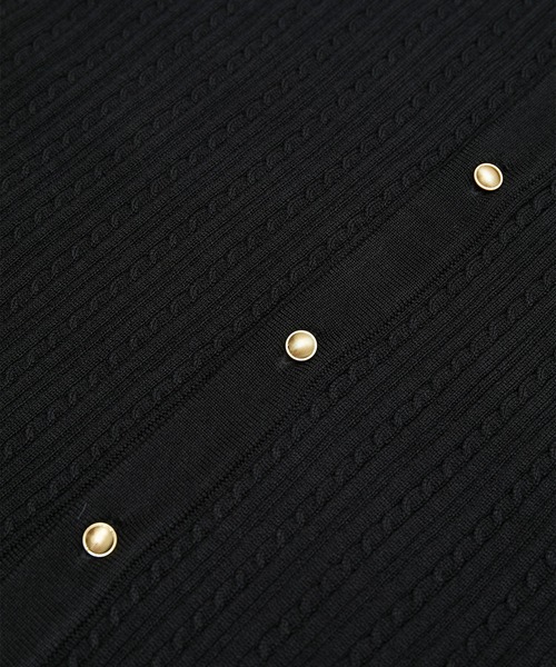 ROPE' PICNIC(ロペピクニック)の「ミニケーブルニット金釦カーディガン(カーディガン/ボレロ・レディース・ブラック/ベージュ系その他/ダークグリーン/マスタード・38)」の12枚目の写真