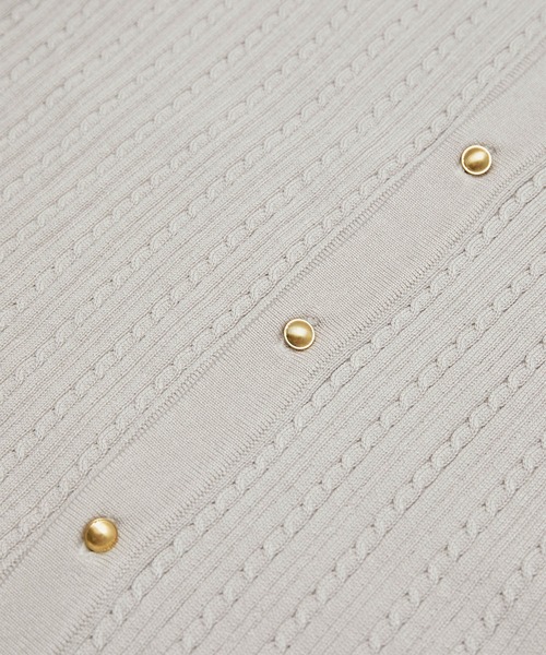 ROPE' PICNIC(ロペピクニック)の「ミニケーブルニット金釦カーディガン(カーディガン/ボレロ・レディース・ブラック/ベージュ系その他/ダークグリーン/マスタード・38)」の13枚目の写真