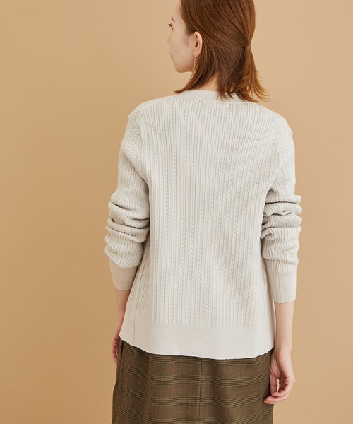 ROPE' PICNIC(ロペピクニック)の「ミニケーブルニット金釦カーディガン(カーディガン/ボレロ・レディース・ブラック/ベージュ系その他/ダークグリーン/マスタード・38)」の18枚目の写真