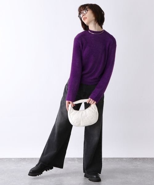 JEANASIS（ジーナシス）の「ネコヤーンクルーネックプルオーバー/164375（ニット/セーター・レディース・ライトグレー/ブラック/パープル・FREE）」の12枚目の写真