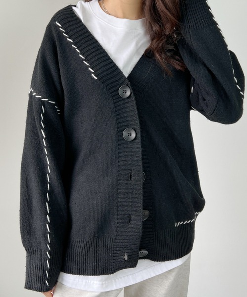 CLEA（クレア）の「リンキングオーバーサイズカーディガン（カーディガン/ボレロ・レディース・ブラック/ホワイト・FREE）」の21枚目の写真