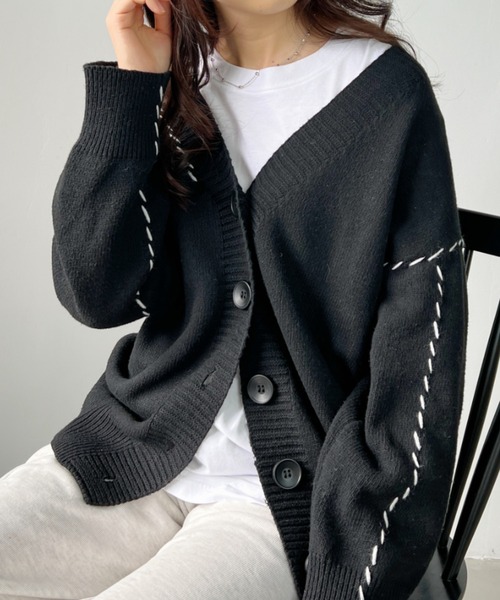 CLEA（クレア）の「リンキングオーバーサイズカーディガン（カーディガン/ボレロ・レディース・ブラック/ホワイト・FREE）」の20枚目の写真