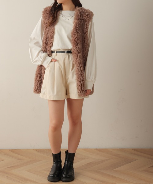 WEGO（ウィゴー）の「WEGO/【2点セット】ベルト付きロールアップショートパンツ（その他パンツ・レディース・ブラウン系その他2/ブラック/キャメル/オフホワイト・FREE）」の5枚目の写真