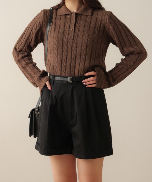 WEGO（ウィゴー）の「WEGO/【2点セット】ベルト付きロールアップショートパンツ（その他パンツ・レディース・ブラウン系その他2/ブラック/キャメル/オフホワイト・FREE）」の12枚目の写真