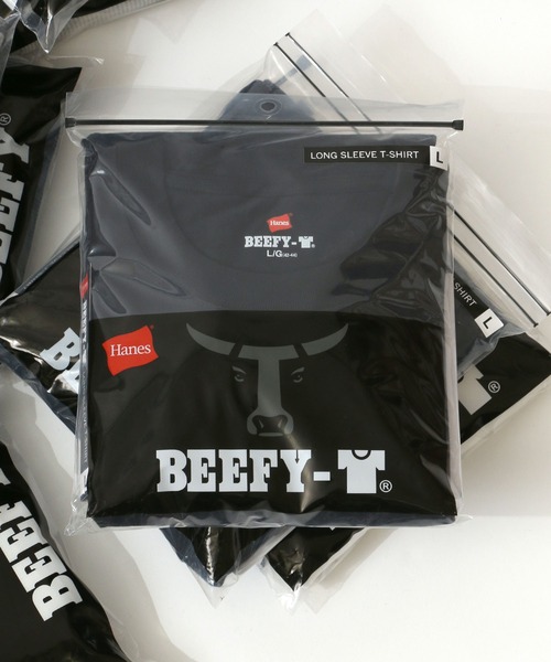 HANES（ヘインズ）の「Hanes/へインズ BEEFY/ビーフィー 無地 クルーネック ロングスリーブTシャツ/パックT/レディース メンズ（Tシャツ/カットソー・メンズ・ホワイト/ブラック/グレー/ネイビー/チャコール・M/L/XL/S）」の2枚目の写真