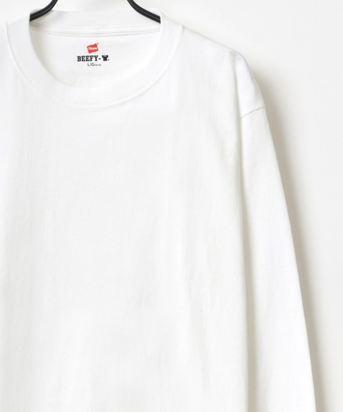 HANES（ヘインズ）の「Hanes/へインズ BEEFY/ビーフィー 無地 クルーネック ロングスリーブTシャツ/パックT/レディース メンズ（Tシャツ/カットソー・メンズ・ホワイト/ブラック/グレー/ネイビー/チャコール・M/L/XL/S）」の6枚目の写真