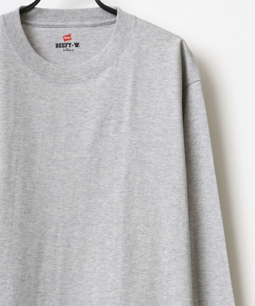 HANES（ヘインズ）の「Hanes/へインズ BEEFY/ビーフィー 無地 クルーネック ロングスリーブTシャツ/パックT/レディース メンズ（Tシャツ/カットソー・メンズ・ホワイト/ブラック/グレー/ネイビー/チャコール・M/L/XL/S）」の8枚目の写真