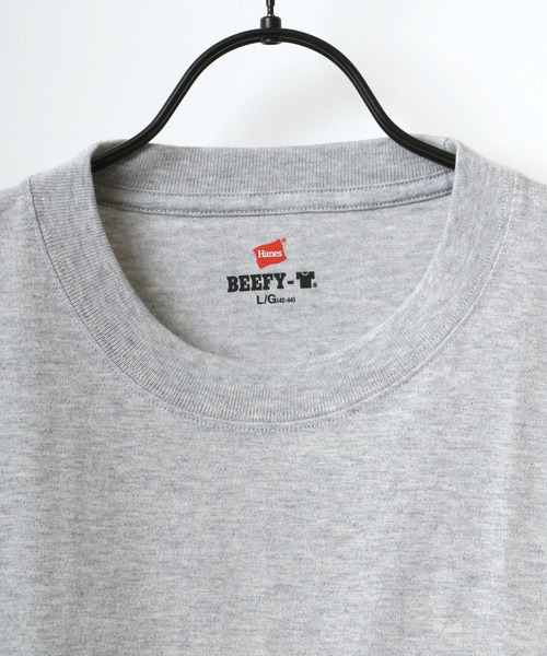 HANES（ヘインズ）の「Hanes/へインズ BEEFY/ビーフィー 無地 クルーネック ロングスリーブTシャツ/パックT/レディース メンズ（Tシャツ/カットソー・メンズ・ホワイト/ブラック/グレー/ネイビー/チャコール・M/L/XL/S）」の12枚目の写真