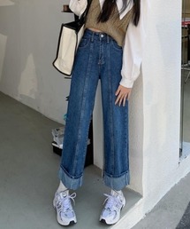 SETUP7 | 【MAISON BREEZE】切り替えデザインワイドストレートデニムパンツ KNF(デニムパンツ)