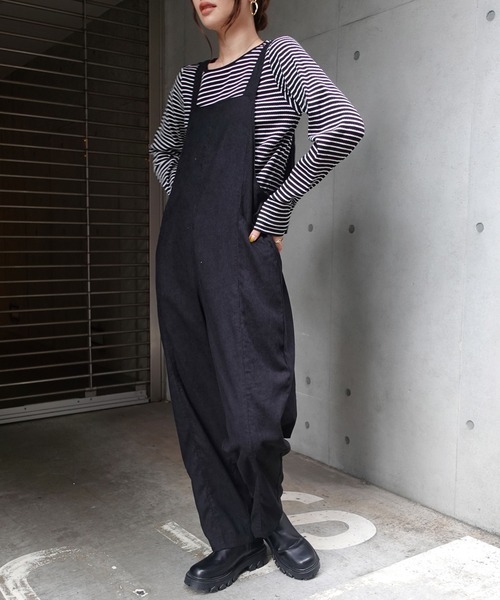 CORNERS(コーナーズ)の「コーディロイオールインワン(サロペット/オーバーオール・レディース・ブラック/カーキ/ベージュ系その他・M)」の8枚目の写真