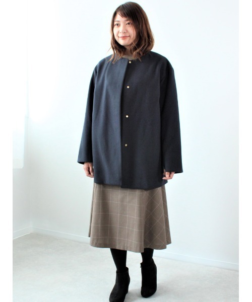 fleur by mint breeze(フルールバイミントブリーズ)の「【M~5L 大きいサイズ】メルティ ジョーゼット ノーカラー ジャケット(ノーカラーコート・レディース・クリーム/ライトグリーン/ネイビー・L/4L/3L/5L/LL/M)」の17枚目の写真