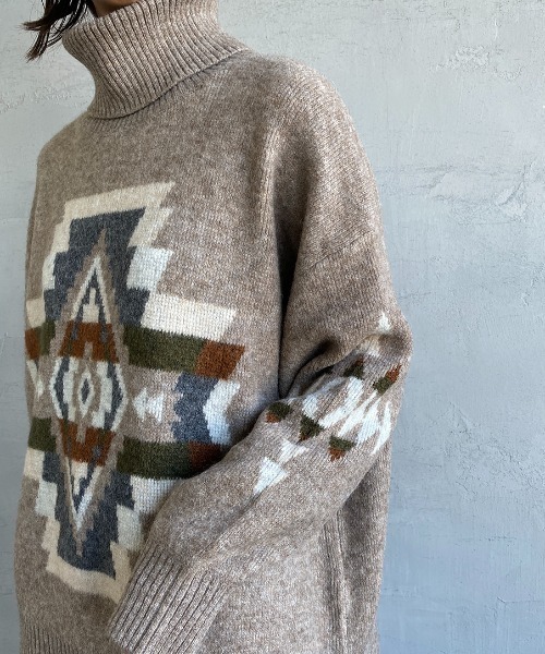 PENDLETON（ペンドルトン）の「[PENDLETON/ペンドルトン] ネイティブ柄 タートルネックニットプルオーバー（ニット/セーター・レディース・ブラック/ベージュ/アイボリー・F）」の5枚目の写真