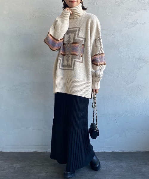 PENDLETON（ペンドルトン）の「[PENDLETON/ペンドルトン] ネイティブ柄 タートルネックニットプルオーバー（ニット/セーター・レディース・ブラック/ベージュ/アイボリー・F）」の20枚目の写真