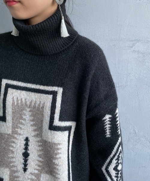 PENDLETON（ペンドルトン）の「[PENDLETON/ペンドルトン] ネイティブ柄 タートルネックニットプルオーバー（ニット/セーター・レディース・ブラック/ベージュ/アイボリー・F）」の17枚目の写真