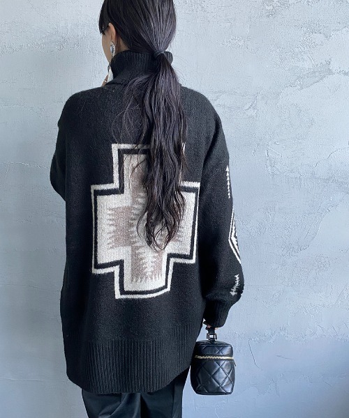 PENDLETON（ペンドルトン）の「[PENDLETON/ペンドルトン] ネイティブ柄 タートルネックニットプルオーバー（ニット/セーター・レディース・ブラック/ベージュ/アイボリー・F）」の11枚目の写真