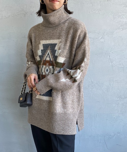 PENDLETON（ペンドルトン）の「[PENDLETON/ペンドルトン] ネイティブ柄 タートルネックニットプルオーバー（ニット/セーター・レディース・ブラック/ベージュ/アイボリー・F）」の8枚目の写真