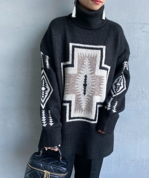 PENDLETON（ペンドルトン）の「[PENDLETON/ペンドルトン] ネイティブ柄 タートルネックニットプルオーバー（ニット/セーター・レディース・ブラック/ベージュ/アイボリー・F）」の16枚目の写真
