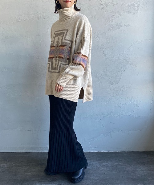 PENDLETON（ペンドルトン）の「[PENDLETON/ペンドルトン] ネイティブ柄 タートルネックニットプルオーバー（ニット/セーター・レディース・ブラック/ベージュ/アイボリー・F）」の6枚目の写真