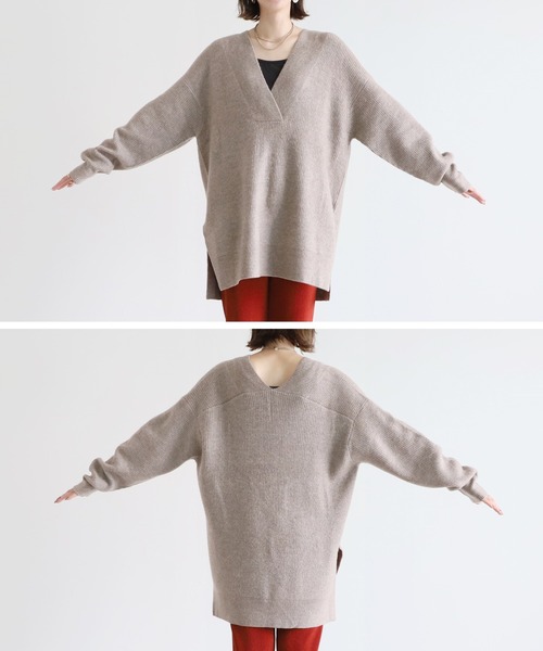 reca(レカ)の「深Vネックニットトップス(ニット/セーター・レディース・ブラック/ブルーグレー/オートミール/ダークベージュ/チャコールグレー・FREE)」の19枚目の写真