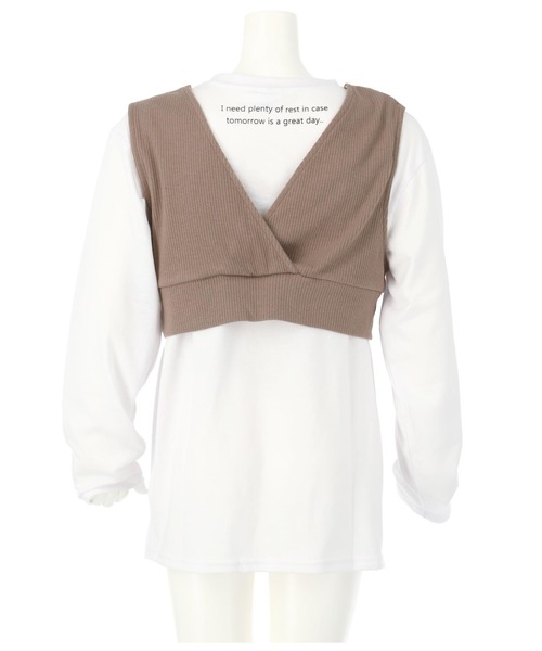 ANAP kids(アナップキッズ)の「バックロゴロンT+テレコリブベストセット(Tシャツ/カットソー・キッズ・ブラウン/ブラック・130cm/120cm/110cm)」の8枚目の写真