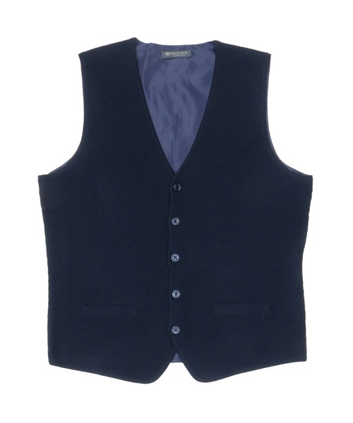 TOKYO SHIRTS（トウキョウシャツ）の「サーマルワッフル 後身布帛ニットジレ（ベスト・メンズ・ダークブラウン/ネイビー・LL/M/L/XL）」の2枚目の写真