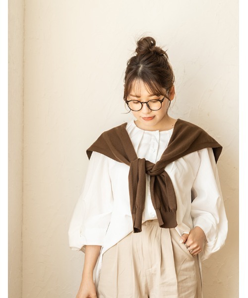 chocomee（チョコミー）の「fake cardigan/フェイクカーディガン（カーディガン/ボレロ・レディース・ブラウン/ベージュ・FREE）」の4枚目の写真