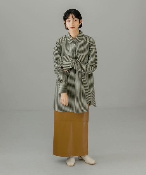 KBF（ケイビーエフ）の「マルチパターンストライプBIGシャツ（シャツ/ブラウス・レディース・レッド系その他/グリーン系その他/ブルー系その他・ONE）」の9枚目の写真