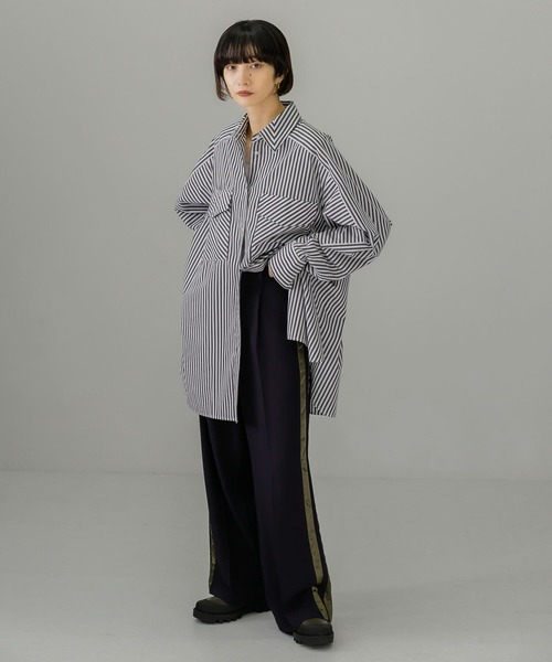 KBF（ケイビーエフ）の「マルチパターンストライプBIGシャツ（シャツ/ブラウス・レディース・レッド系その他/グリーン系その他/ブルー系その他・ONE）」の5枚目の写真