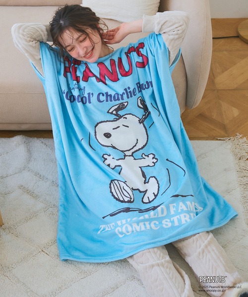 PEANUTS（ピーナッツ）の「【PEANUTS/ピーナッツ】ノリノリSNOOPY/スヌーピーあったか着るフリースウェア◎とろふわ もこもこ あったか（その他ルームウェア・レディース・アイボリー/モカ/ベージュ/アイボリー系/ブルー/ライトグレー・フリー/FREE）」の16枚目の写真