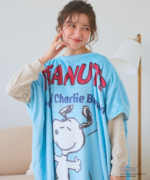 PEANUTS（ピーナッツ）の「【PEANUTS/ピーナッツ】ノリノリSNOOPY/スヌーピーあったか着るフリースウェア◎とろふわ もこもこ あったか（その他ルームウェア・レディース・アイボリー/モカ/ベージュ/アイボリー系/ブルー/ライトグレー・フリー/FREE）」の10枚目の写真