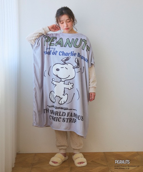 PEANUTS（ピーナッツ）の「【PEANUTS/ピーナッツ】ノリノリSNOOPY/スヌーピーあったか着るフリースウェア◎とろふわ もこもこ あったか（その他ルームウェア・レディース・アイボリー/モカ/ベージュ/アイボリー系/ブルー/ライトグレー・フリー/FREE）」の20枚目の写真