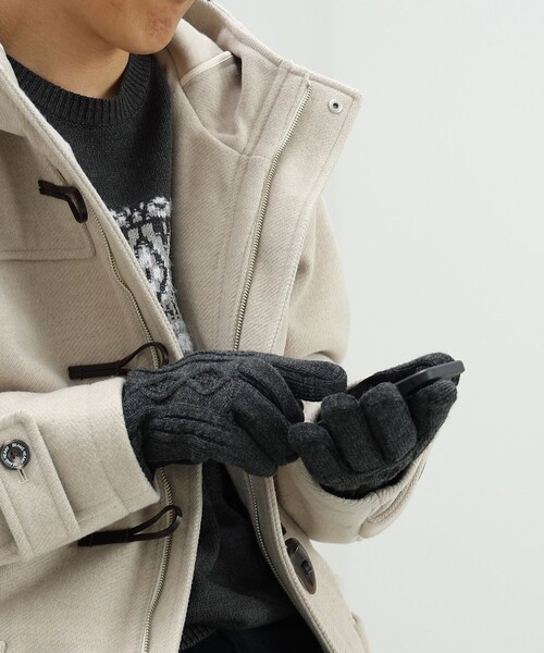 BEAMS HEART(ビームスハート)の「ニット コンビ グローブ(手袋・メンズ・ブラック/チャコールグレー/ネイビー・ONE SIZE)」の4枚目の写真