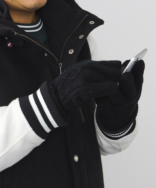 BEAMS HEART(ビームスハート)の「ニット コンビ グローブ(手袋・メンズ・ブラック/チャコールグレー/ネイビー・ONE SIZE)」の5枚目の写真