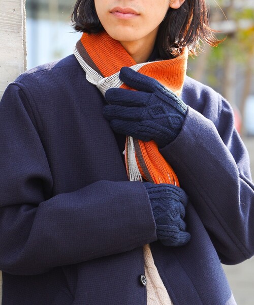 BEAMS HEART(ビームスハート)の「ニット コンビ グローブ(手袋・メンズ・ブラック/チャコールグレー/ネイビー・ONE SIZE)」の9枚目の写真