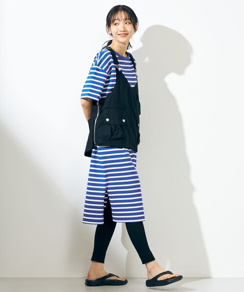 SHARE PARK（シェアパーク）の「【UVカット】ボーダーロゴ半袖カットワンピース（ワンピース・レディース・ホワイト系1/ブルー系1・SMALL/MEDIUM/X-SMALL）」の5枚目の写真