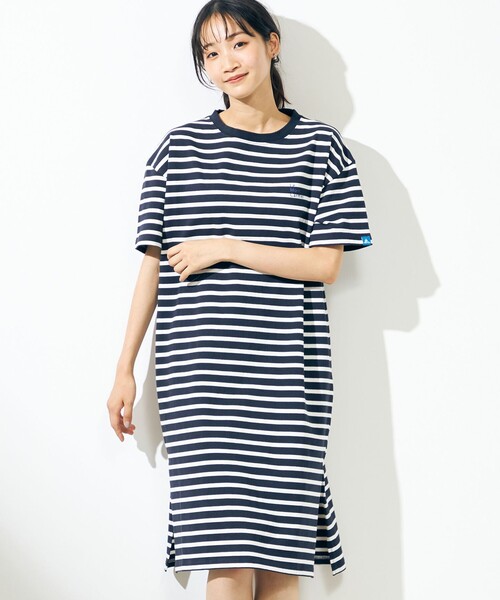 SHARE PARK（シェアパーク）の「【UVカット】ボーダーロゴ半袖カットワンピース（ワンピース・レディース・ホワイト系1/ブルー系1・SMALL/MEDIUM/X-SMALL）」の9枚目の写真