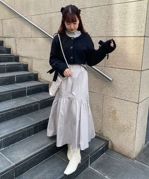 one after another NICE CLAUP（ワンアフターアナザーナイスクラップ）の「【スタッフ考案アイテム】配色ベルトロングワンピース（ワンピース・レディース・オフホワイト/ピンク/グレー・FREE）」の9枚目の写真