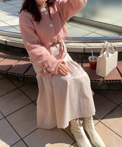 one after another NICE CLAUP（ワンアフターアナザーナイスクラップ）の「【スタッフ考案アイテム】配色ベルトロングワンピース（ワンピース・レディース・オフホワイト/ピンク/グレー・FREE）」の18枚目の写真