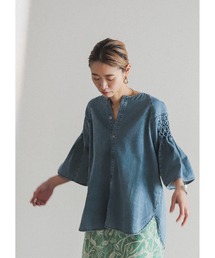 FIL DE FER | スモッグ刺繍デニム　ラグランブラウス(シャツ/ブラウス)