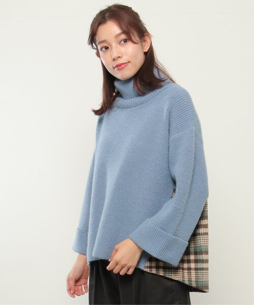 LBC(エルビーシー)の「チェック切り替えオフタートルプルオーバー(Tシャツ/カットソー・レディース・ブラック/ベージュ/ブルー・M)」の10枚目の写真