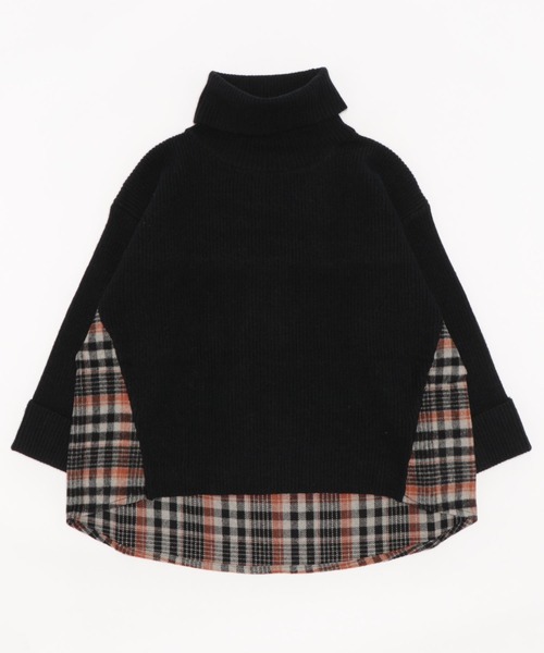 LBC(エルビーシー)の「チェック切り替えオフタートルプルオーバー(Tシャツ/カットソー・レディース・ブラック/ベージュ/ブルー・M)」の9枚目の写真