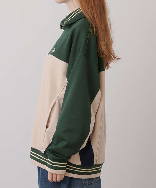 DOUBLE NAME（ダブルネーム）の「配色レトロラインリブジャージ（ジャージ・レディース・ネイビー/グリーン/レッド・FREE）」の8枚目の写真