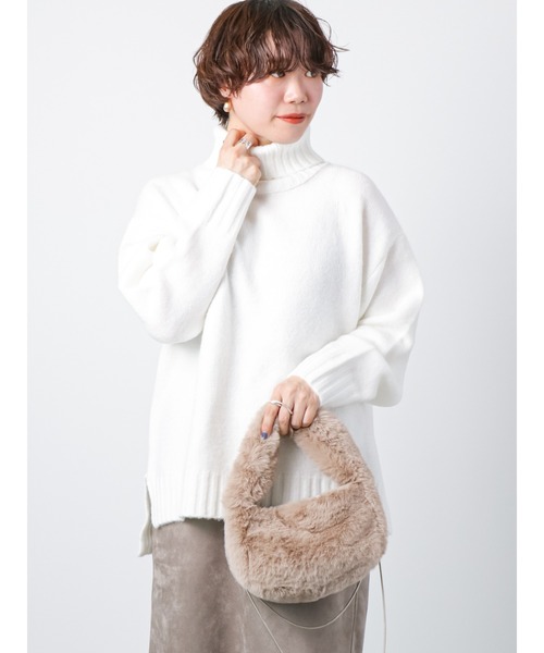 Lugnoncure（ルノンキュール）の「◎カラータートルニット（ニット/セーター・レディース・ブラック/オフホワイト/ブルー/レッド・ﾌﾘ-）」の2枚目の写真