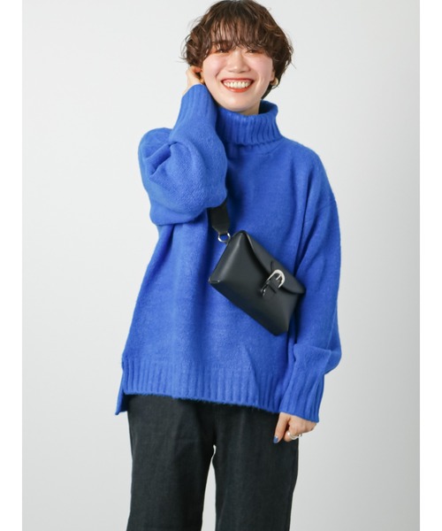 Lugnoncure（ルノンキュール）の「◎カラータートルニット（ニット/セーター・レディース・ブラック/オフホワイト/ブルー/レッド・ﾌﾘ-）」の4枚目の写真